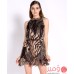 فستان شيفون بلا أكمام بتصميم جلد الفهد