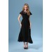فستان صيفي أسود اللون من الشيفون ذات أكمام قصيرة ورقبة دائرية