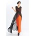 فستان طويل 2 قطعة متداخل مع الشيفون بتصميم كوري رائع ذا اكمام طويلة