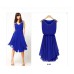 فستان رائع من الشيفون ذو وسط مطاطي شيك باللونين الرائعين الاسود والازرق