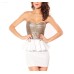 فستان قصير بدون حمالات مزين بالترتر بتصميم براق ومثير