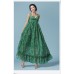 فستان طويل باللون الأخضر بدون أكمام مزين بطبعات ورود جذابة