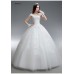 فستان زفاف أبيض مزخرف ذات أكمام قصيرة وخصر عالي يمنحكي إطلالة الاميرات