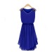 فستان أزرق أنيق ذو وخصر مطاطي من الشيفون الرائع