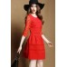 فستان أحمر قصير بأكمام من الدانتيل بتصميم أكثر من رائع