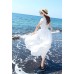 فستان شيفون راقي أبيض اللون بأكمام قصيرة