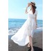 فستان شيفون راقي أبيض اللون بأكمام قصيرة