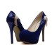 حذاء أزرق سويدي ذو كعب عالي ورفيع عالي الجودة