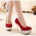 حذاء أحمر سويدي أنيق ذو كعب عالي يصل إلى 13.5 سم