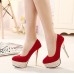 حذاء أحمر سويدي أنيق ذو كعب عالي يصل إلى 13.5 سم