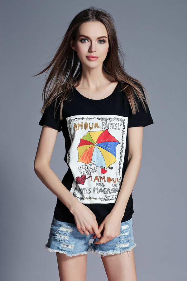 CheapWomenShortSleeveCottonT-shirt-LYK032238