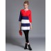 Fashion Stripe O Neck Casual Knitted Dress