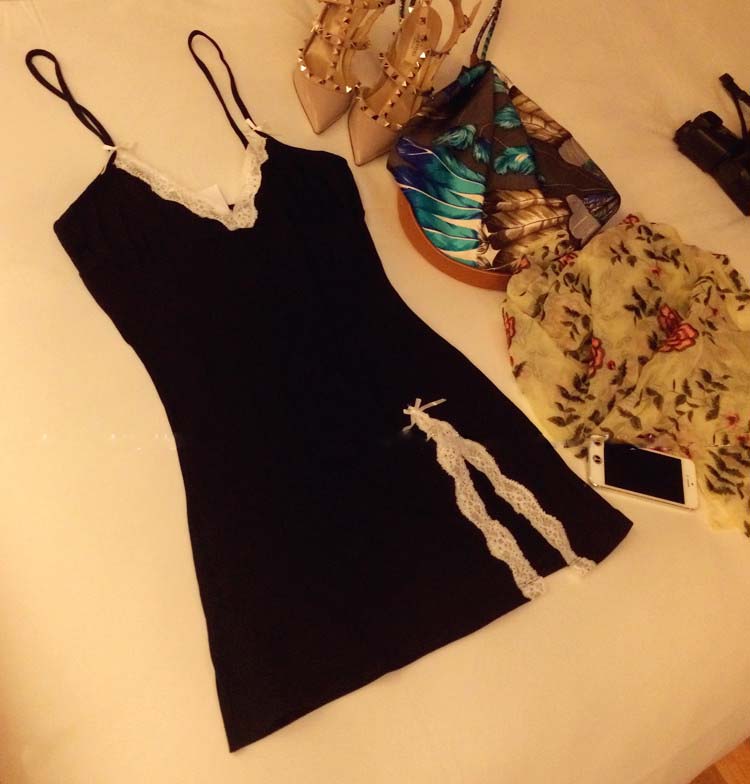2014HighQualityLeisureBackingDressSexyDressesSleepingStrapPureColor-AXT080521BA