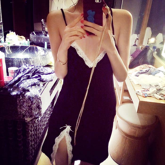 2014HighQualityLeisureBackingDressSexyDressesSleepingStrapPureColor-AXT080521BA
