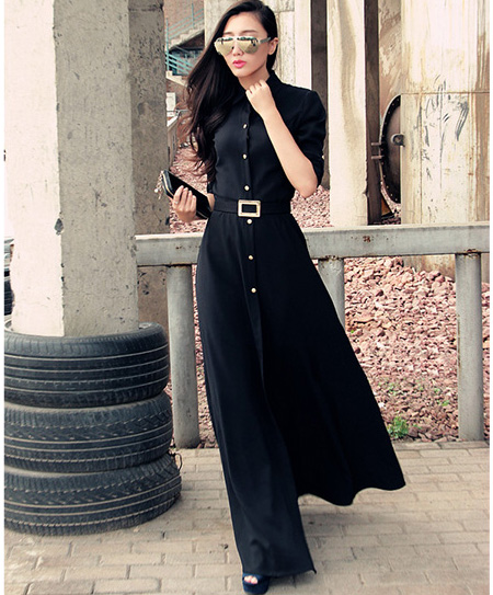 2014NewComingDressSingle-breastedLongSleeveDressLapelBlackMaxiDress-ZMT102820BA