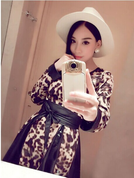 2014NewestFashionWomenDressWithBeltLongSleeveRoundCollarSexyCharmingWearDress-AFT092214LO