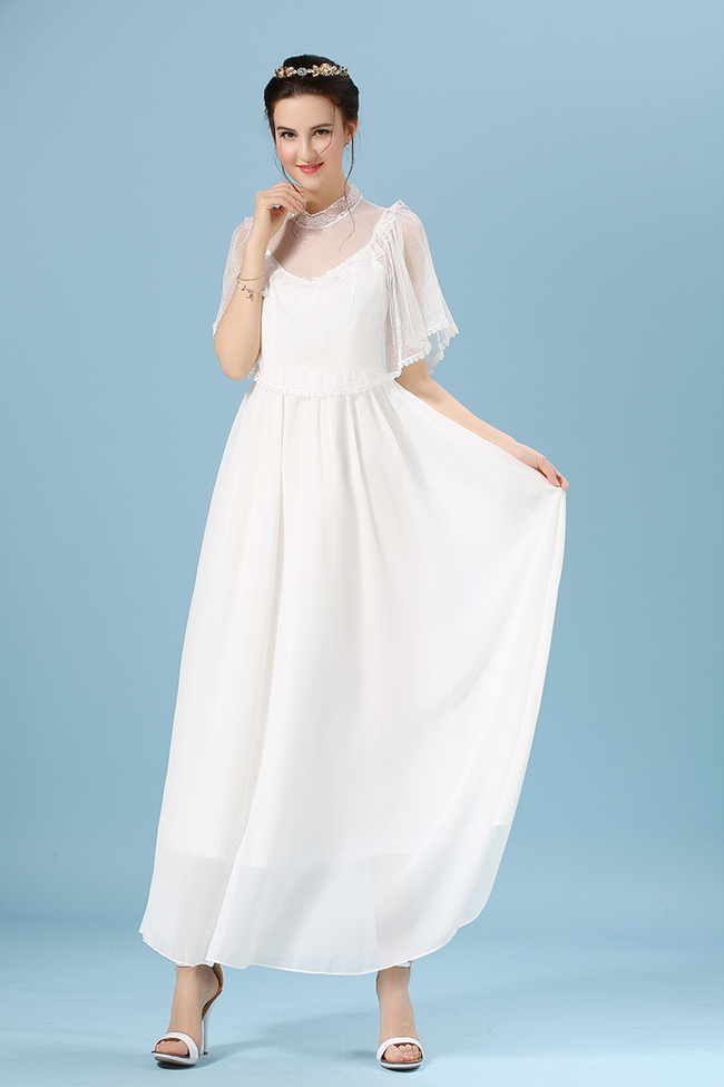 2015BeautifulWomenRuffleLaceSplitChiffonWhiteMaxiDress-ZME050637WI