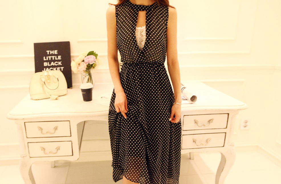 2015BohemianBeachChiffonDressDotPrintingSleevelessBlackCasualDress-ZME011307BA