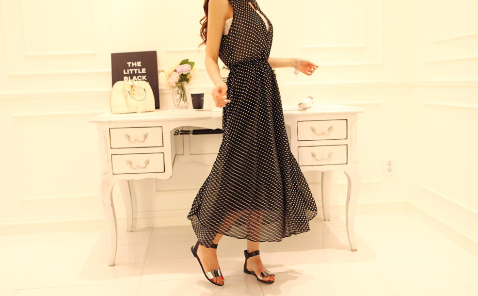 2015BohemianBeachChiffonDressDotPrintingSleevelessBlackCasualDress-ZME011307BA