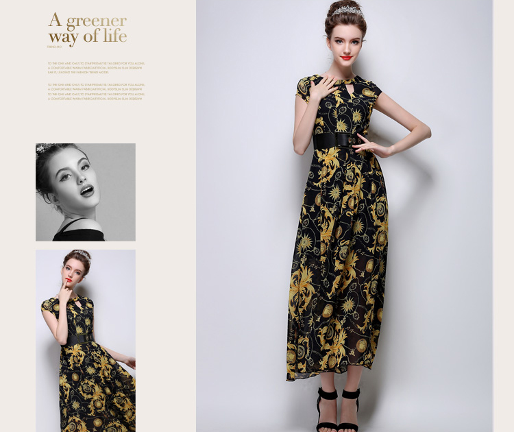 2015CustomDesignWomenFloralPrintingSleevelessBlackMaxiDress-ZME052506BA