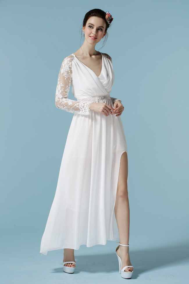 2015ElegantSpringTrendWomenSlitLaceSplitWhiteEveningMaxiDress-ZME041519WI