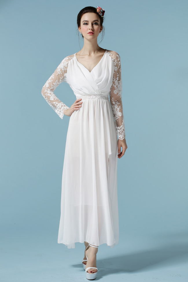 2015ElegantSpringTrendWomenSlitLaceSplitWhiteEveningMaxiDress-ZME041519WI