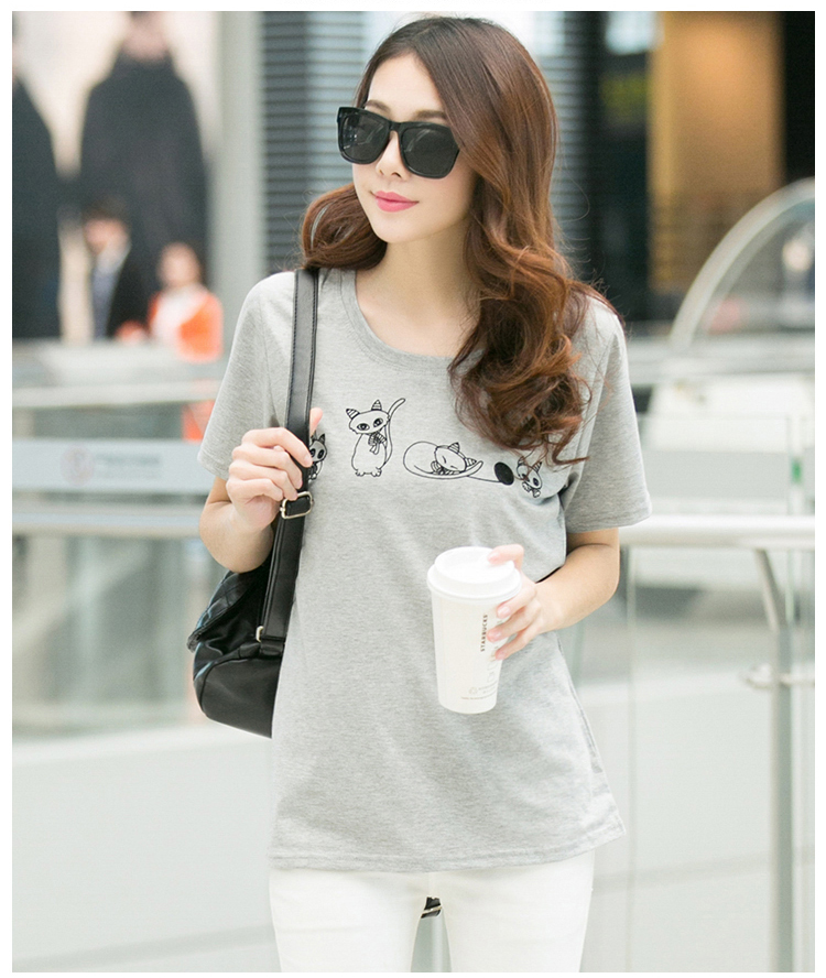 2015FashionHotShortSleeveLooseGrayCasualT-Shirt-ZME031208GA