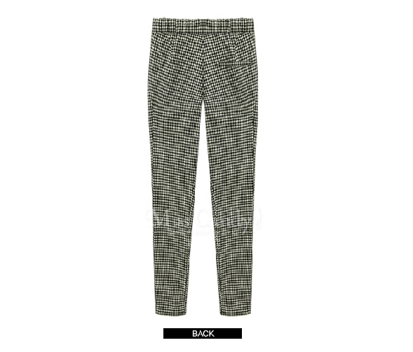 2015KoreanCasualWomenPantGridPatternLongFittedPant-ZME041330