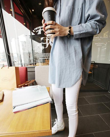 2015LeisureWomenLongDenimJacketsPureColorBackZipperCardiganLongSleeveLapelCasualBlueJackets-JFE010915BU