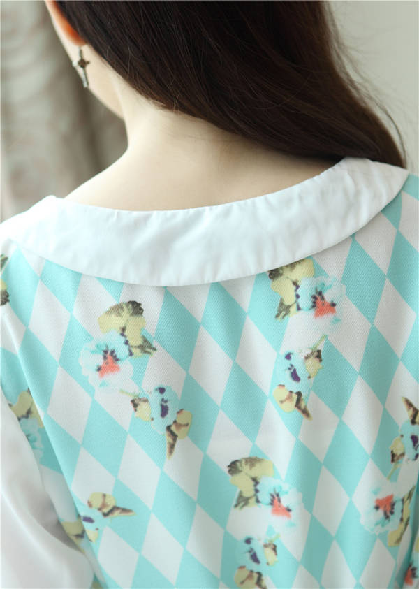 2015NewArrivalWomenDressCasualBlueFloralPrintedWaistBandage-PFE080310BU