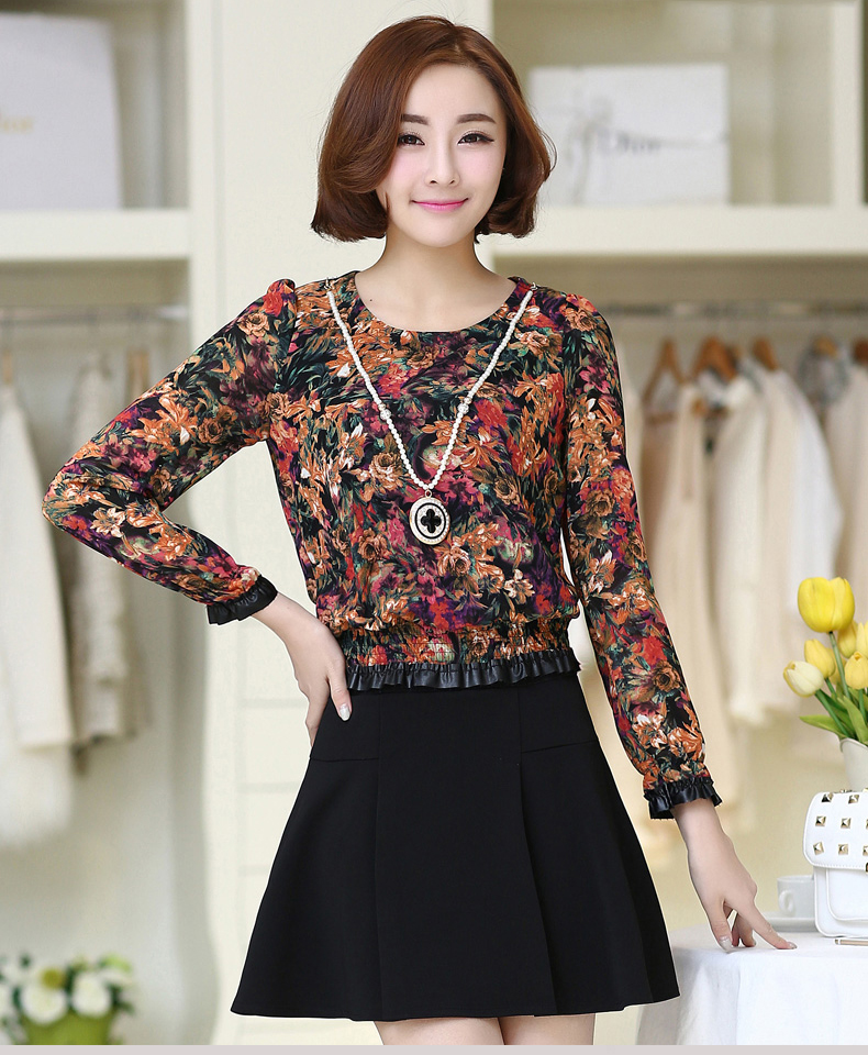 2015NewestOfficeWomenFloralPrintingLongSleeveDress-ZME031816