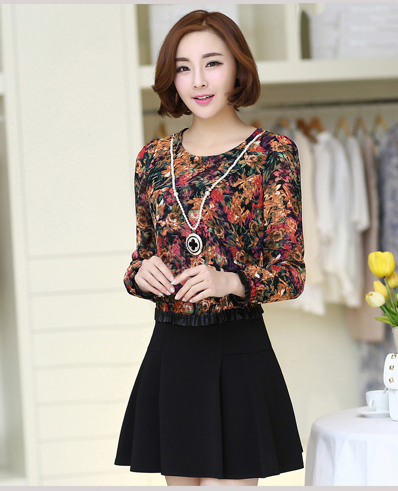 2015NewestOfficeWomenFloralPrintingLongSleeveDress-ZME031816