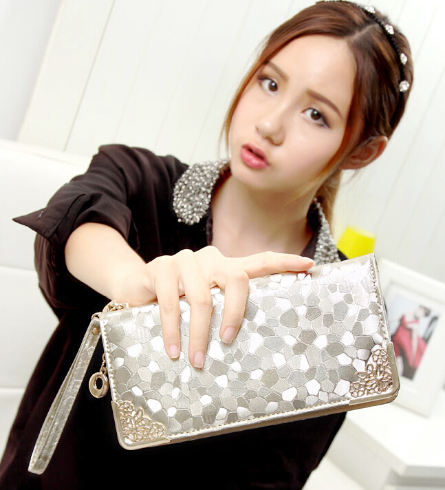 2015NewlyHighQualitySilverZipUpPrintedWomenWallet-XHE051919SL