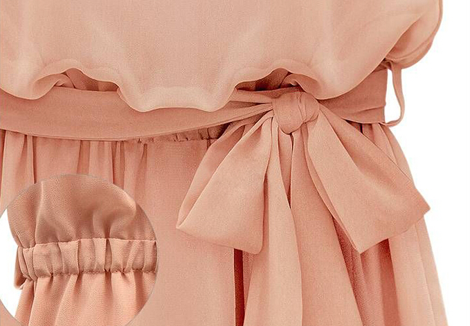 2015SummerEuroWomenSolidColorBeadingSleevelessBandageChiffonDress-ZME050717