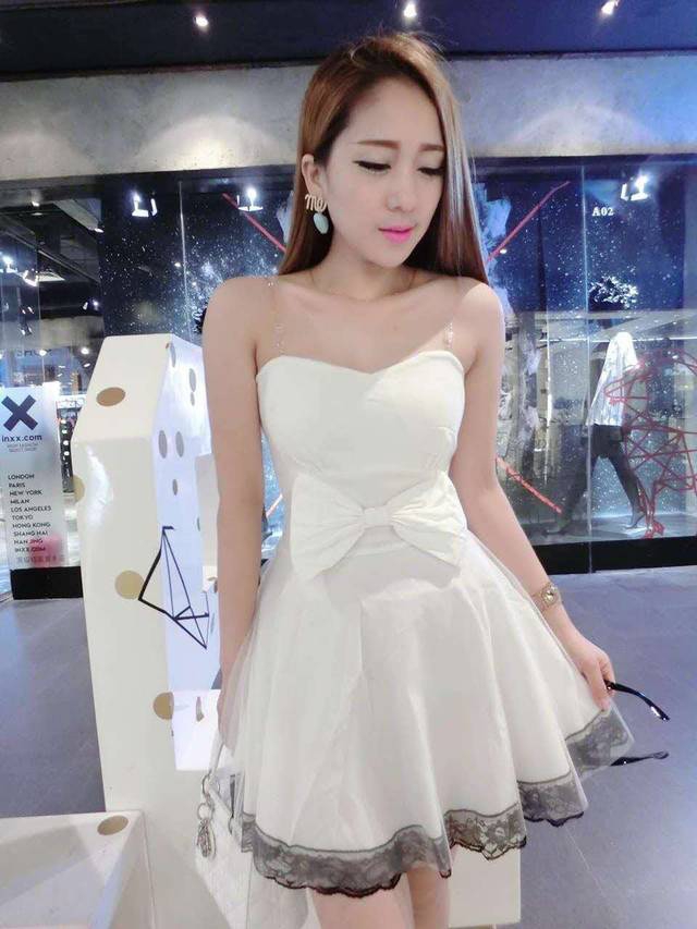 2015WomenlyHoneyGirlBowLaceSplitCuteDress-XHE071525