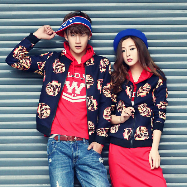 ActiveYoungCoupleCoatKoreanStyleFashionGoldenRingPrintedZipperFly-PYE082735