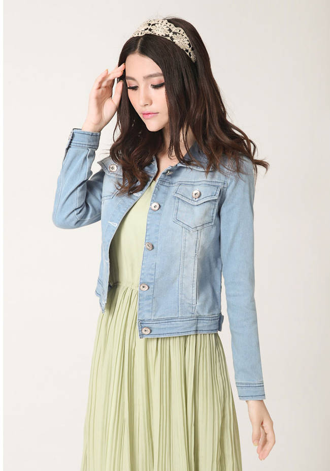 AutumnCollectionLightBlueHighQualityLapelDenimJacketForWomen-XHE072725LB