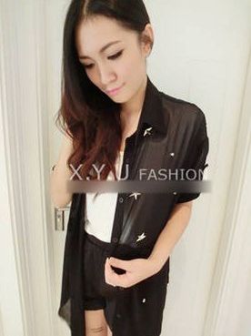 AutumnLadysVoguePureColorHalfSleeveChiffonCoat-NL0726010BA