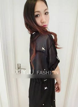 AutumnLadysVoguePureColorHalfSleeveChiffonCoat-NL0726010BA
