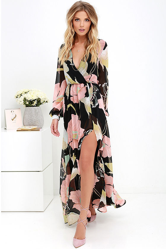 BohemianFloralPrintSexyVNeckSlitLongDresses-TFK082901