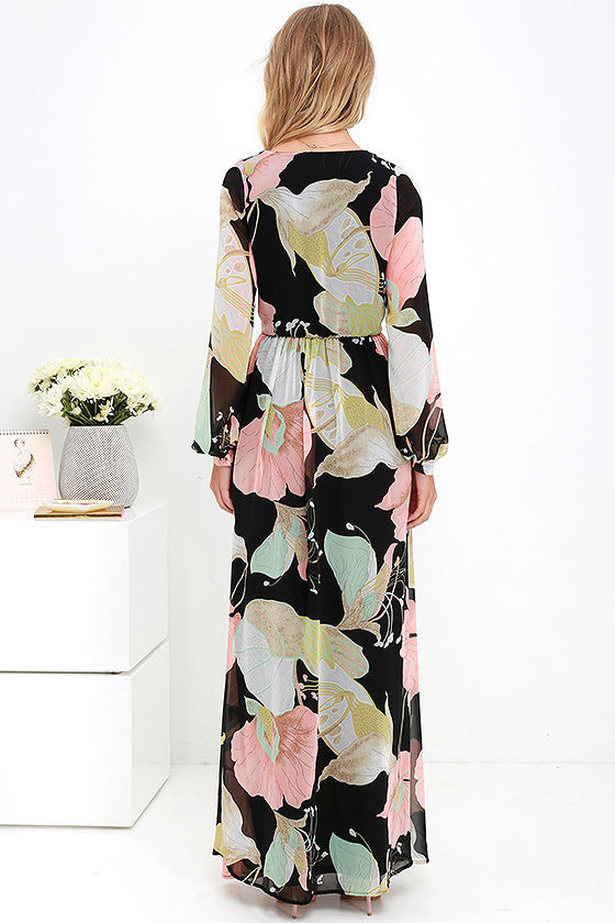 BohemianFloralPrintSexyVNeckSlitLongDresses-TFK082901