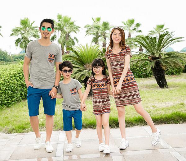 BohemianStyleFamilySuitsONeckTeeWithPrintDress-CMK081001