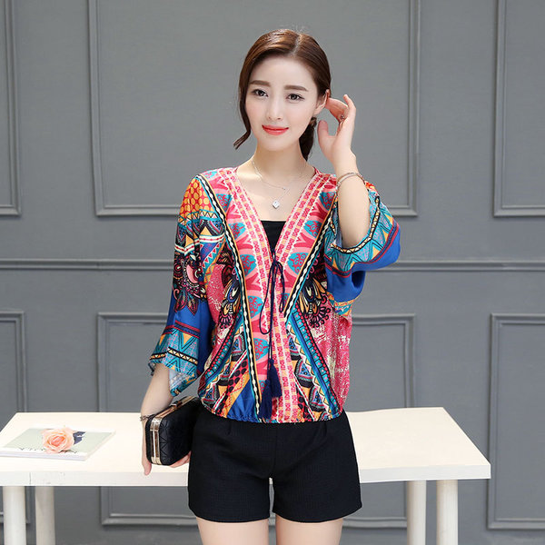 BohemianStyleVNeckBatSleeveWomanBlouse-CMK061711