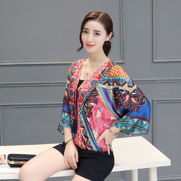 BohemianStyleVNeckBatSleeveWomanBlouse-CMK061711