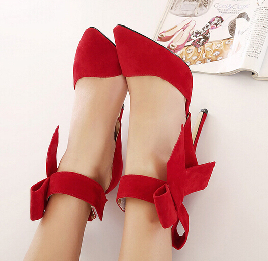 BowknotThinHighHeelRedPumpsPoniedToeWholesalePumps-DFE040339RD