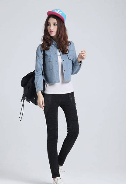 BoyfriendStyleLightBlueDouble-pocketsDenimJacketsForWomen-XHE072722LB