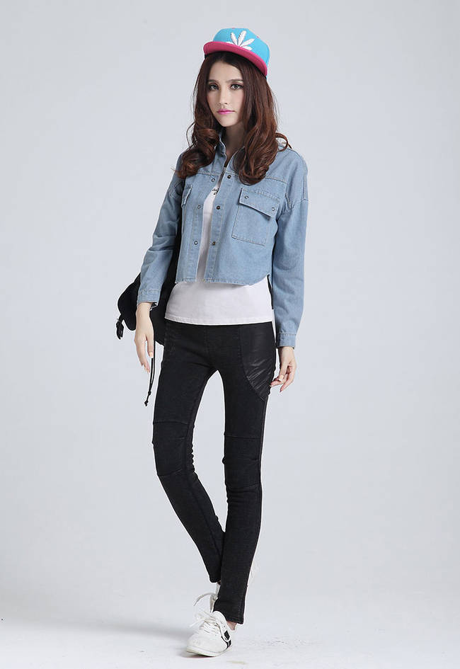 BoyfriendStyleLightBlueDouble-pocketsDenimJacketsForWomen-XHE072722LB