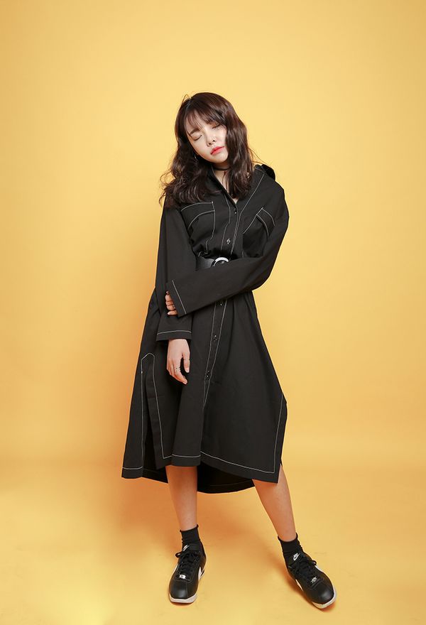 BritishStyleLongSleeveBlackSlitLongDresses-TZK091307BA