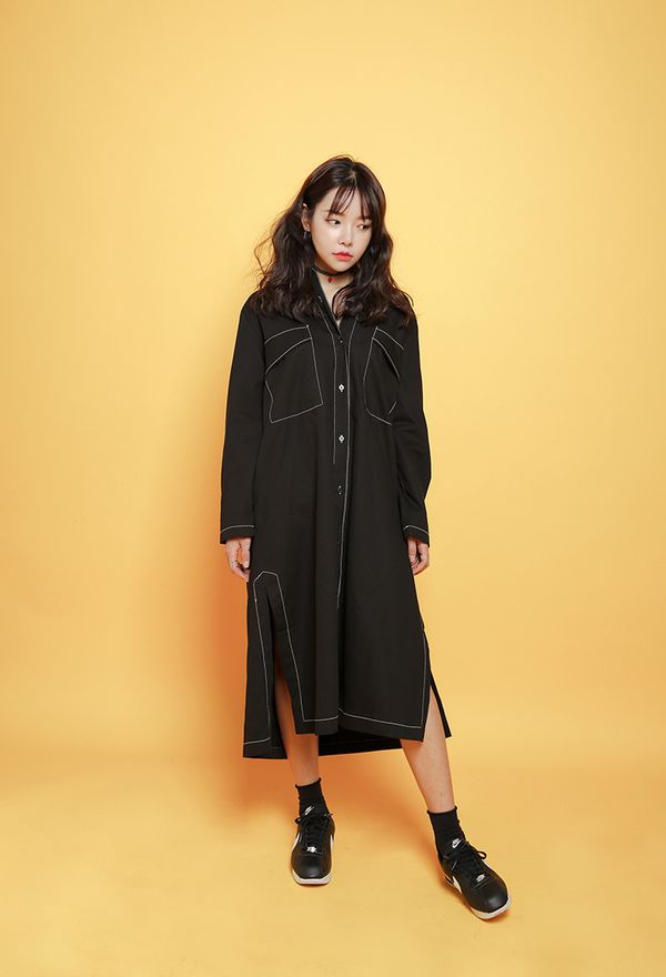 BritishStyleLongSleeveBlackSlitLongDresses-TZK091307BA