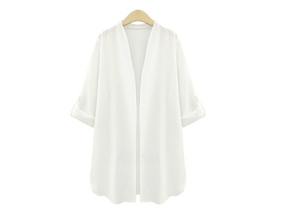 CasualEuropeanFashionEasyMatchedCardiganThreeQuarterSleeveSolidCollarLongCoat-ME091415